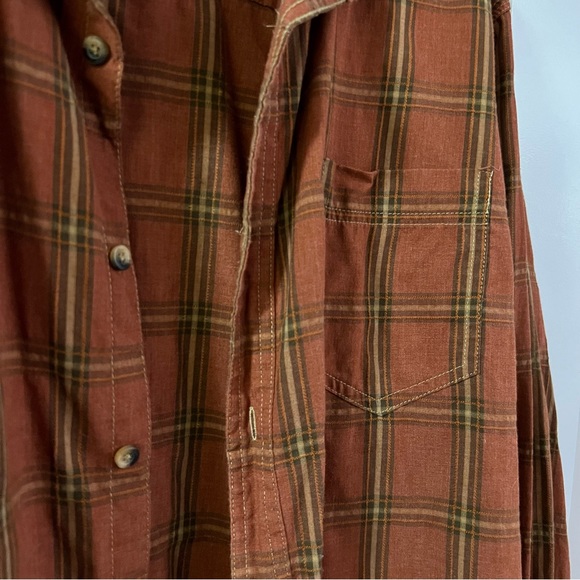 Bass Burnt Orange Plaid Flannel Button Down Shirt - Picture 7 of 10